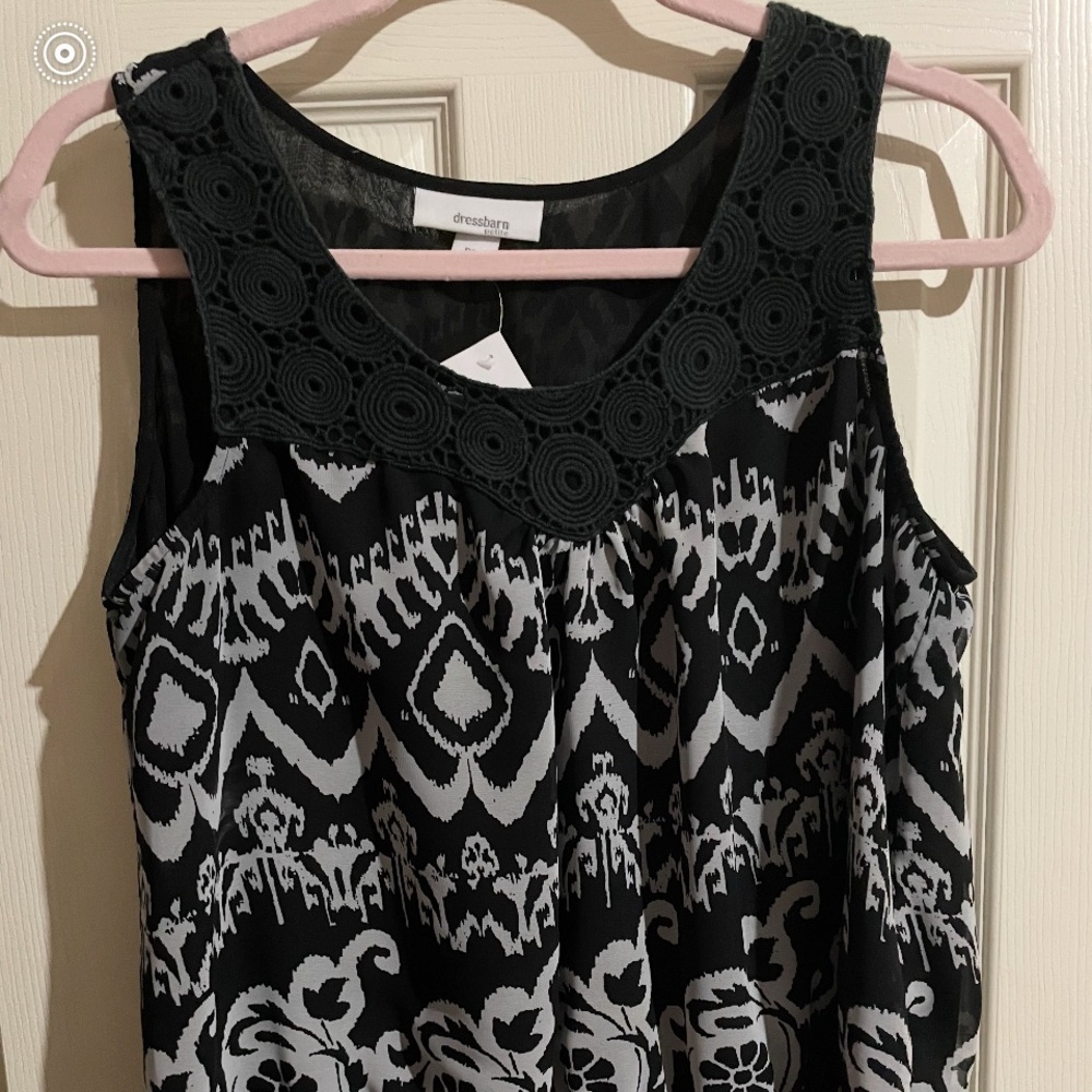 dressbarn Black and White Patterned Blouse